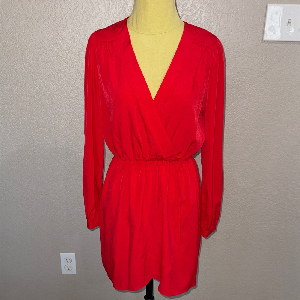 Gabriella Rocha Vibrant Red Long Sleeve Faux Weap Dress NWT - MSRP $72